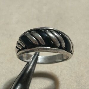Sterling Silver Black Enamel Band Ring Size 8.75